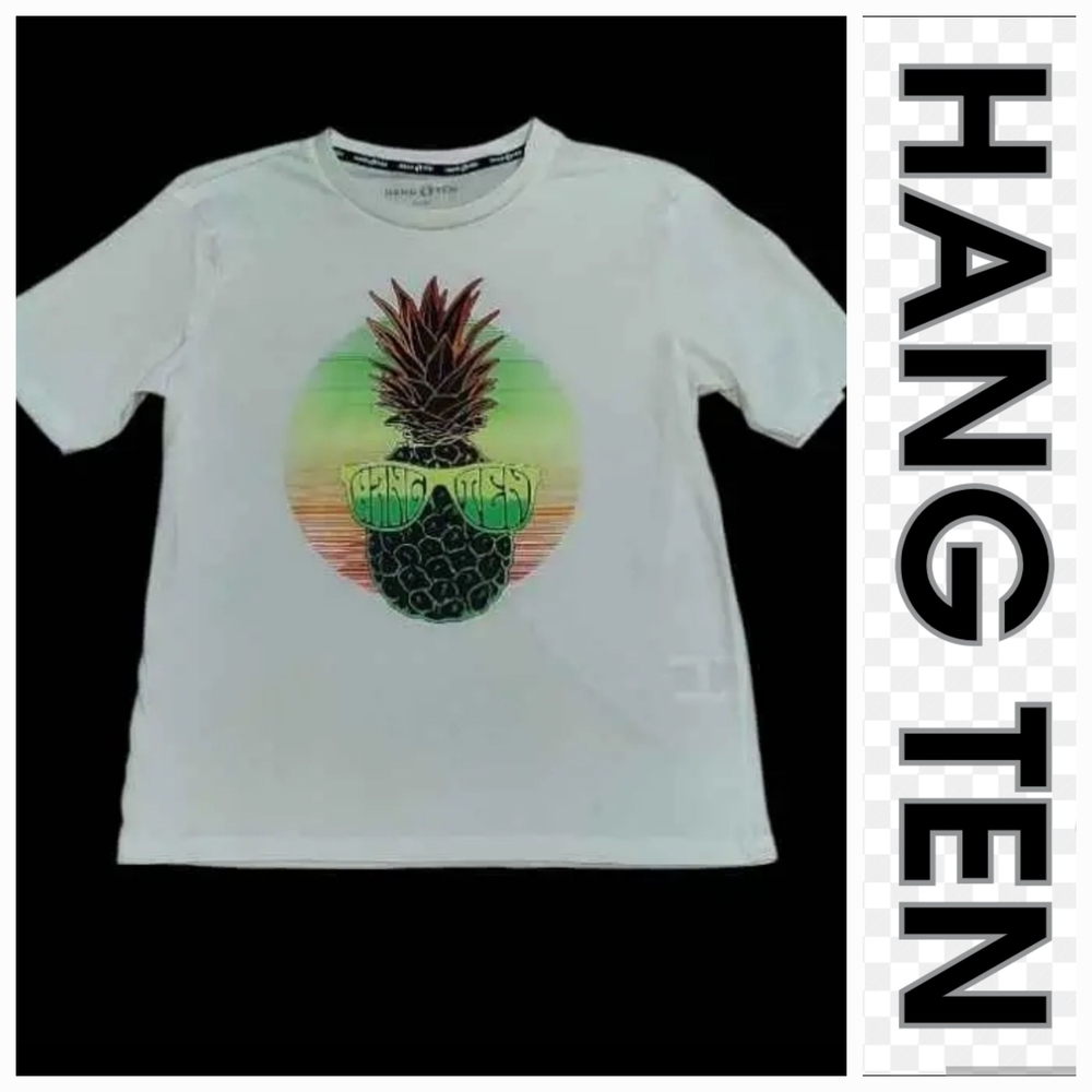 NWT Kids Hang Ten White Pineapple Short Sleeve Tee Casual Comfort ~sz XL